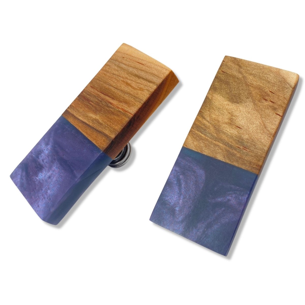 Large Drawer Knob Made of Maple and Deep Purple Resin SET of 2 - DaRosa Creations