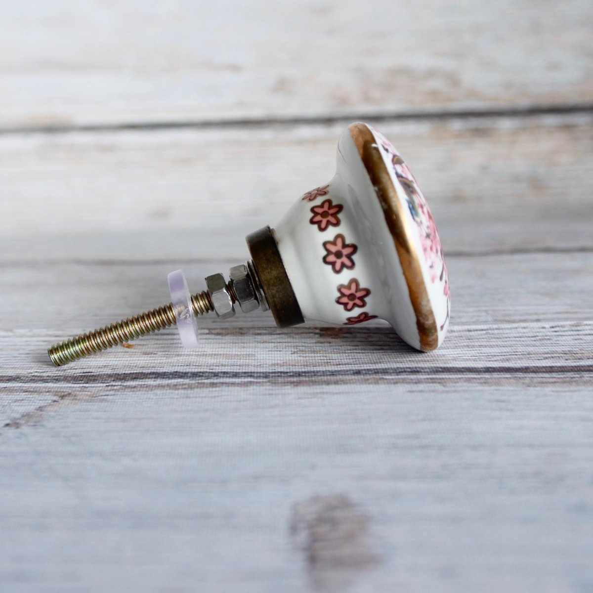 Pink Blossom and Bird Knob - DaRosa Creations