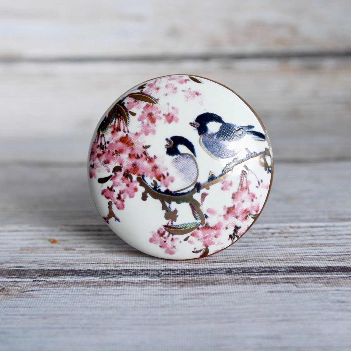 Pink Blossom and Bird Knob - DaRosa Creations