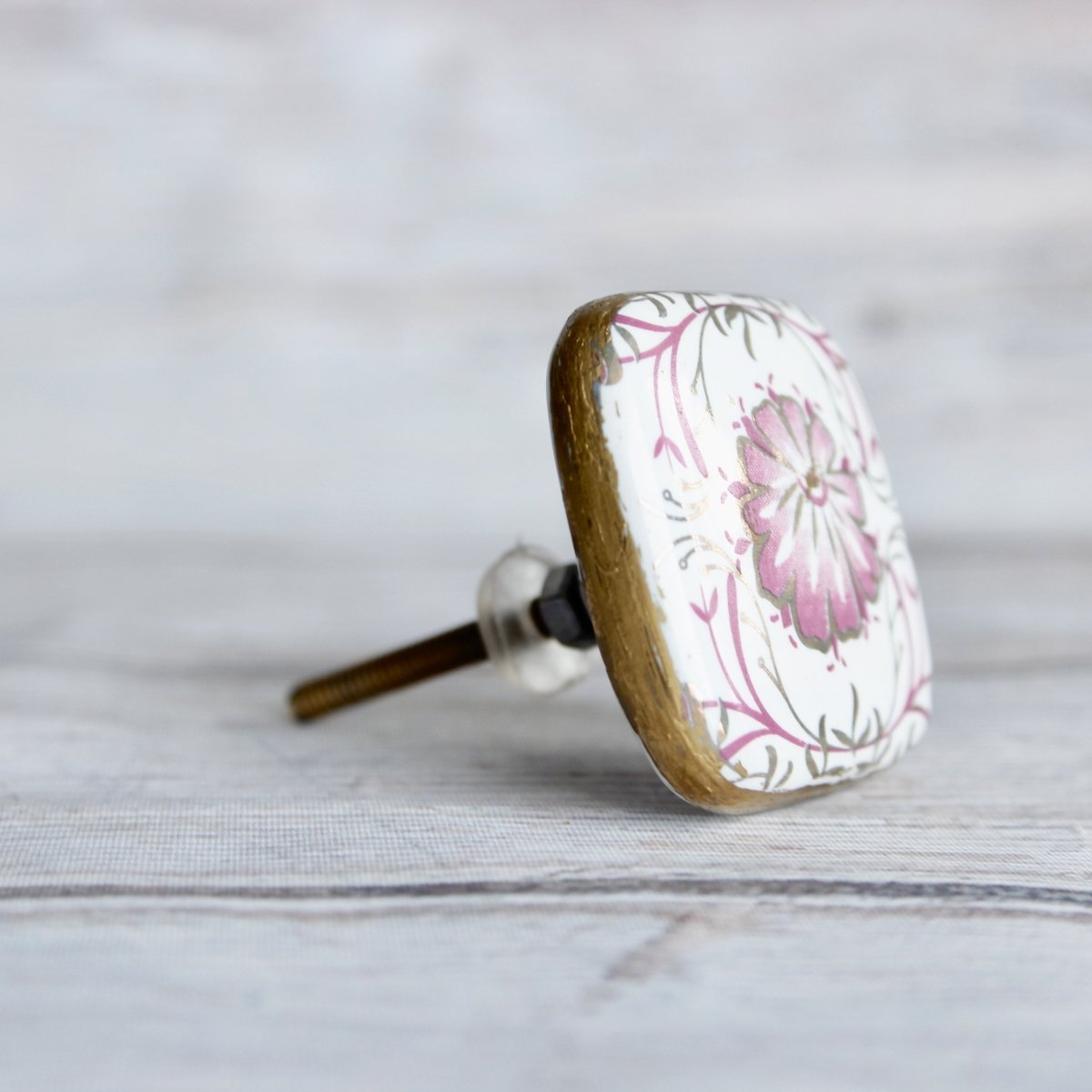 Pink Square Art Deco Knob - DaRosa Creations