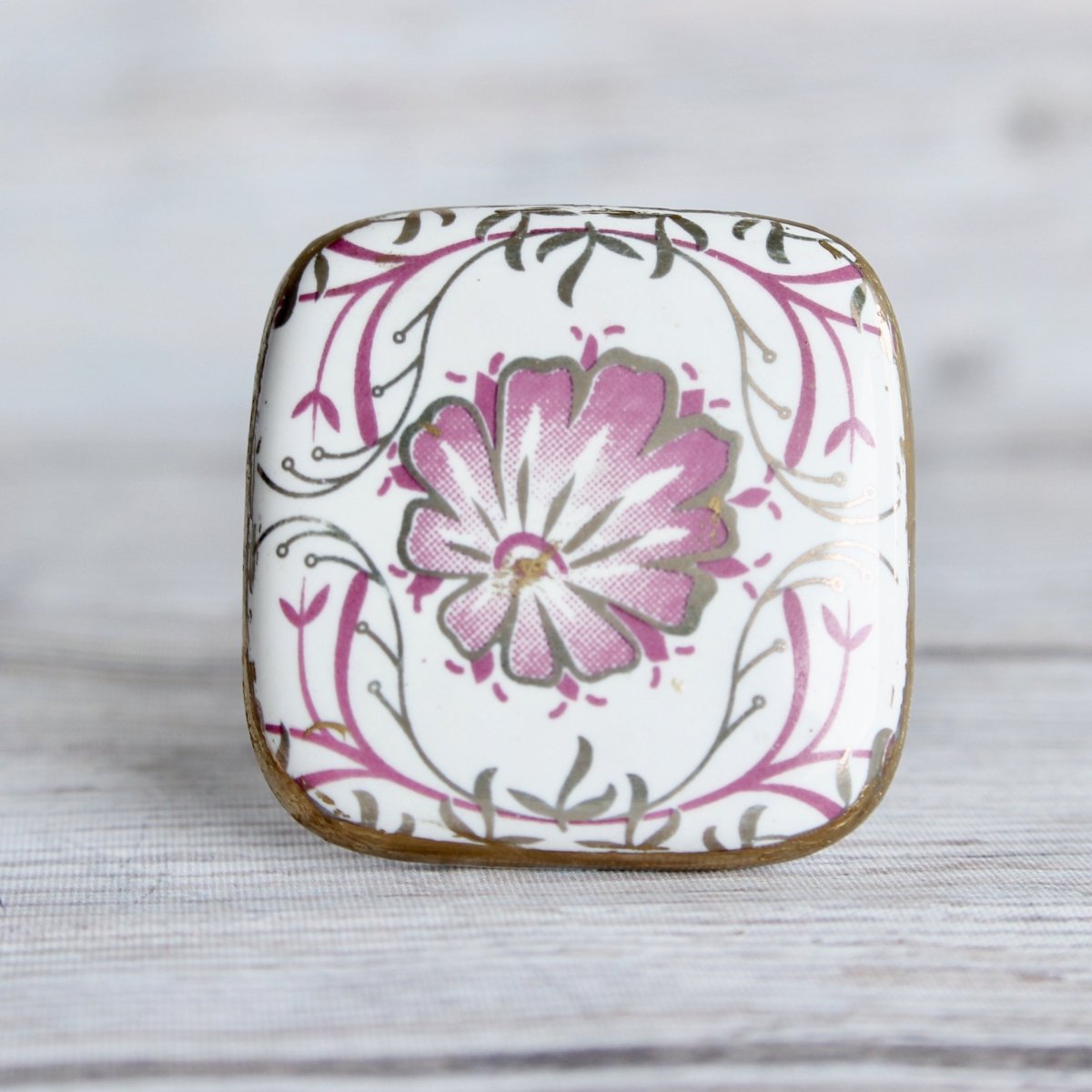 Pink Square Art Deco Knob - DaRosa Creations
