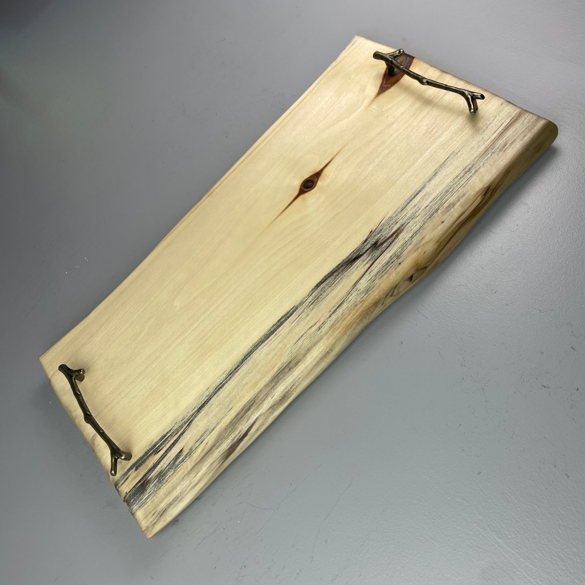 Spalted Maple Charcuterie Board With Antique Brass Handles - DaRosa Creations