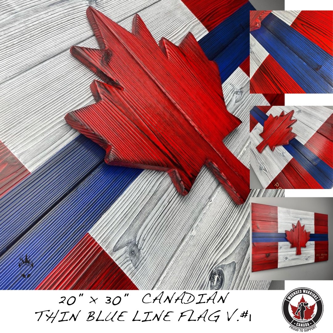 Thin Blue Line Canadian Flag - First Responder Burnt Cedar Flags (FREE SHIPPING) - DaRosa Creations