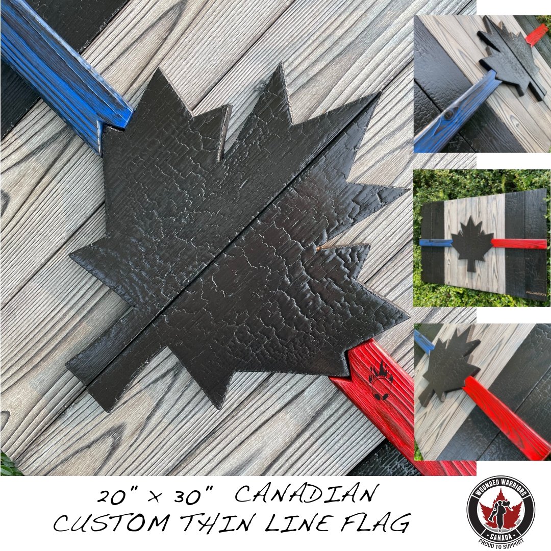 Thin Blue Line Canadian Flag - First Responder Burnt Cedar Flags (FREE SHIPPING) - DaRosa Creations