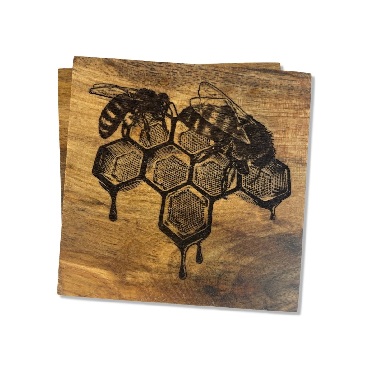 Wood Coaster Set (2) with Bee Images - DaRosa Creations