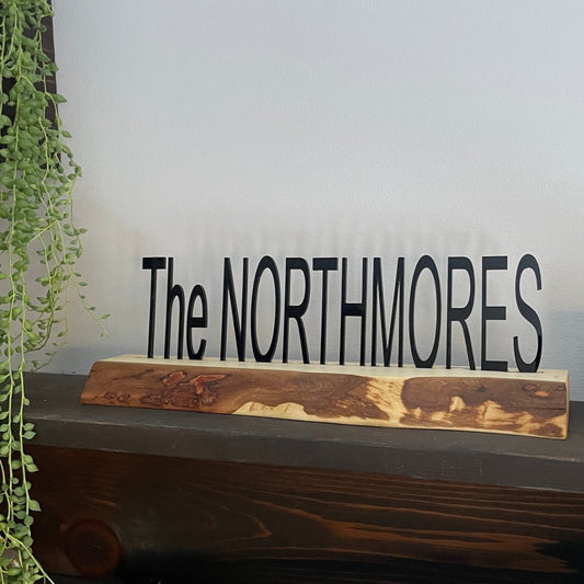 Wood Desk Name Sign with Live Edge - DaRosa Creations