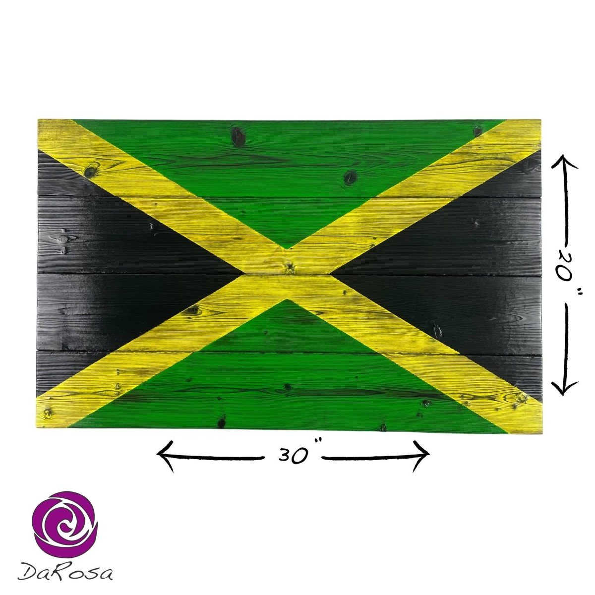 Wood Jamaican Flag Made with Burnt Cedar 30 x 20 inch - DaRosa Creations
