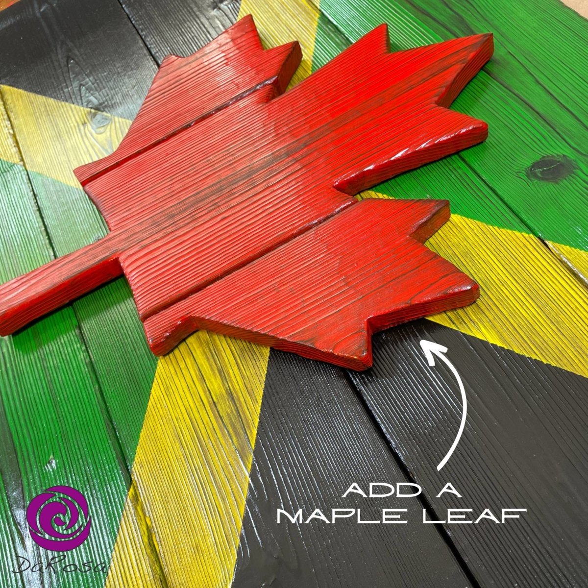 Wood Jamaican Flag Made with Burnt Cedar 30 x 20 inch - DaRosa Creations