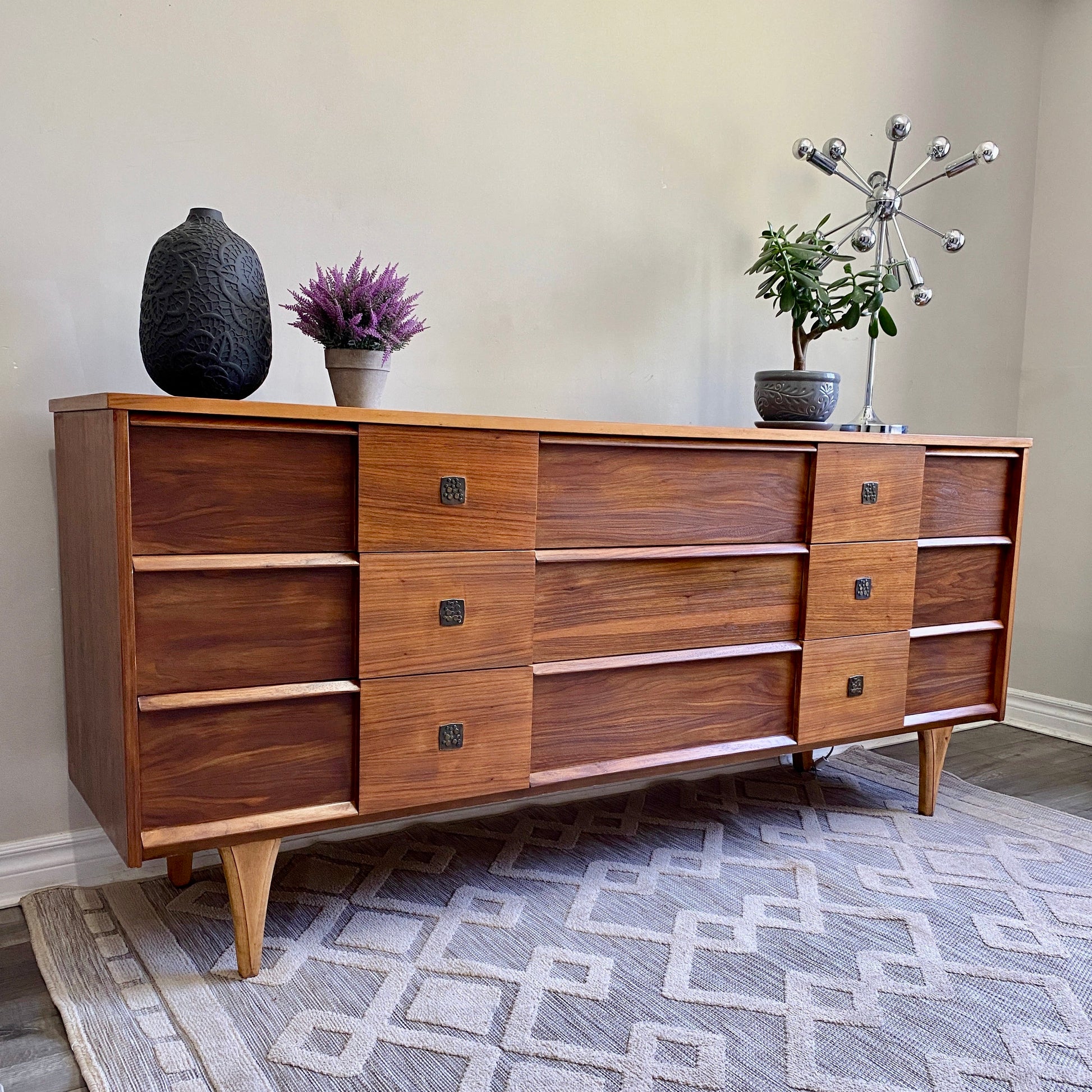 MCM 9 Drawer Dresser Teak and Walnut DaRosa Creations MCM 9 Drawer Dresser Teak and Walnut DaRosa Creations