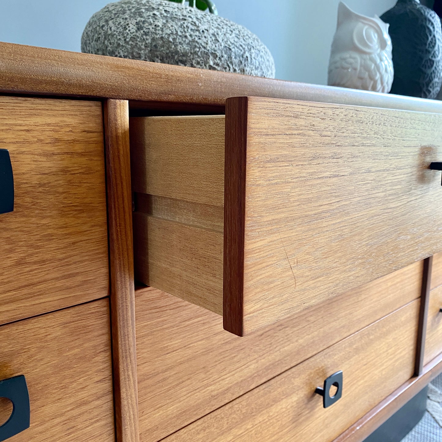 Stunning MCM Dresser Teak with 9 Drawers By RS Associates