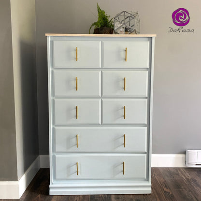 Tall Boy Dresser 5 Drawers in Light Blue