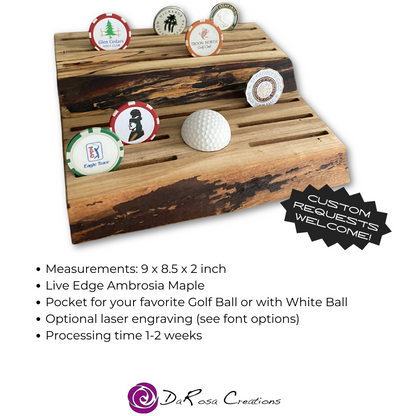 Golf Marker Holder Live Edge Wood