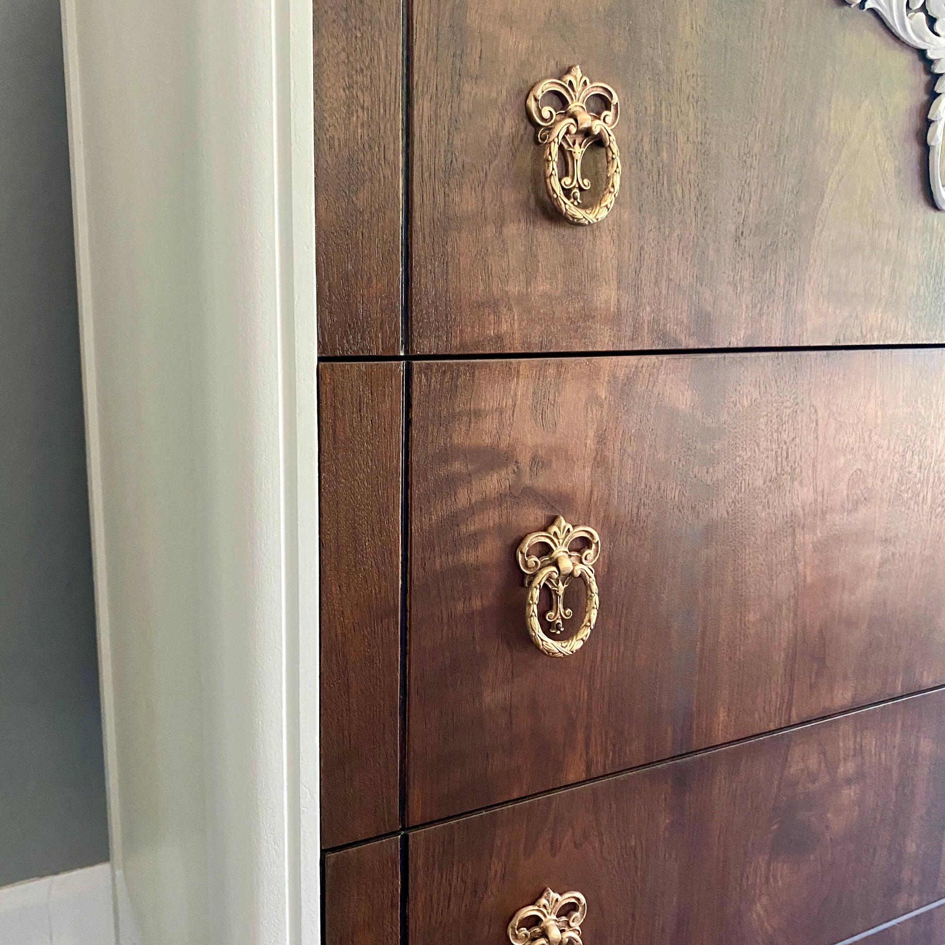 4 Drawer Dresser Refinished in White and Walnut Drawers - Bedroom Furniture - Malcolm Dresser 