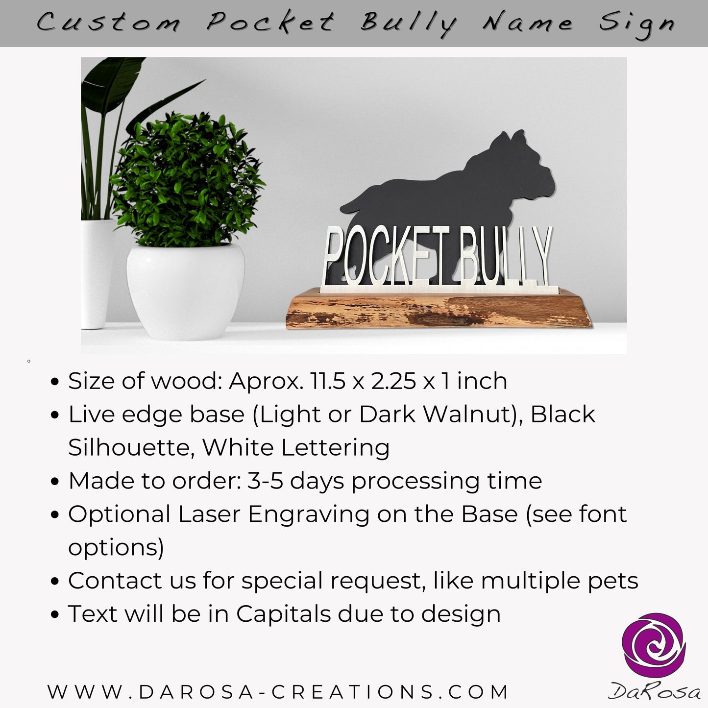Custom Pocket Bully Name Sign
