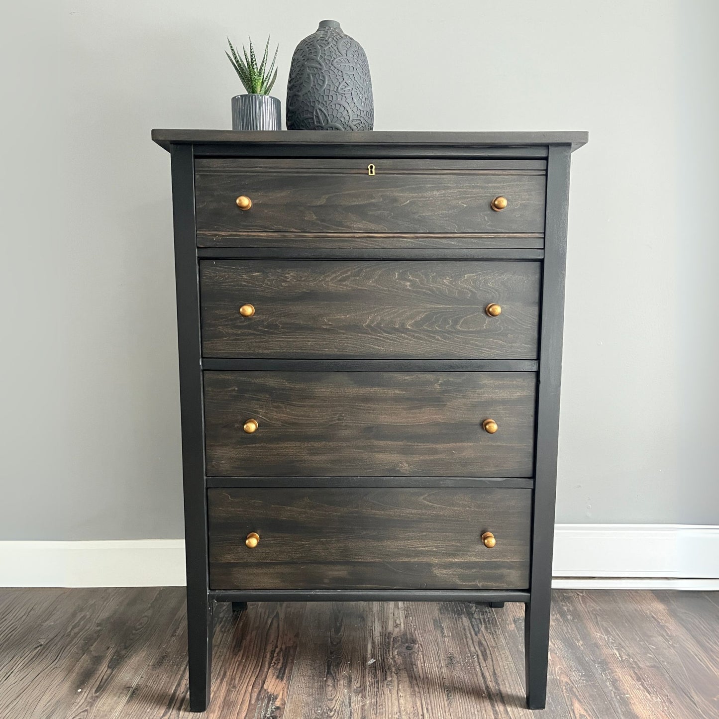 black tall dresser Black Tall Wooden Dresser with Dark Stain