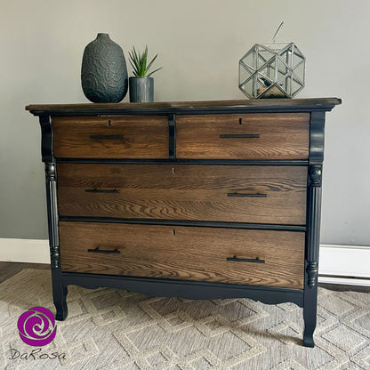 Black Tall Wooden Dresser with Dark Stain Black Tall Wooden Dresser with Dark Stain