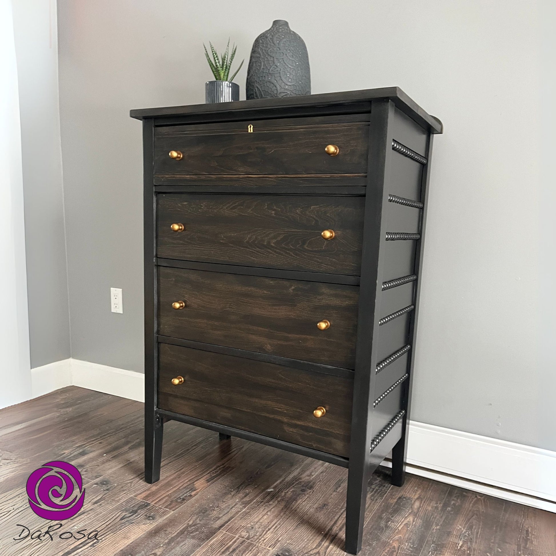 Black Tall Wooden Dresser with Dark Stain - Bedroom Furniture DaRosa Creations Black Tall Wooden Dresser with Dark Stain - Bedroom Furniture DaRosa Creations