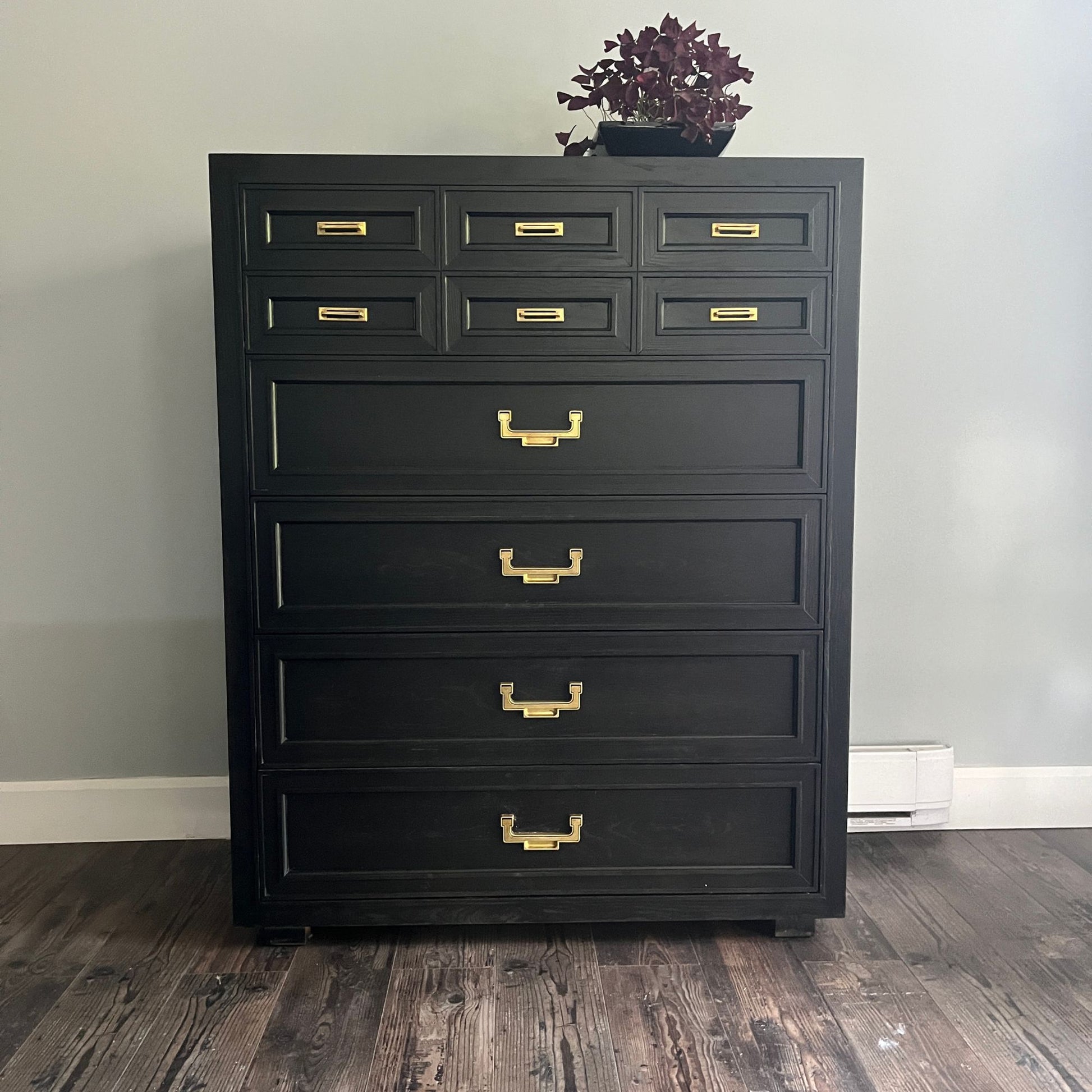 Refinished Tall Oak Dresser – Sturdy Masculine Design with Brass Hardware – DaRosa Creations