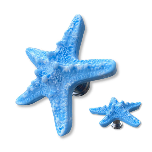 Light Blue Star fish drawer cabinet knobs for coastal nautical decor