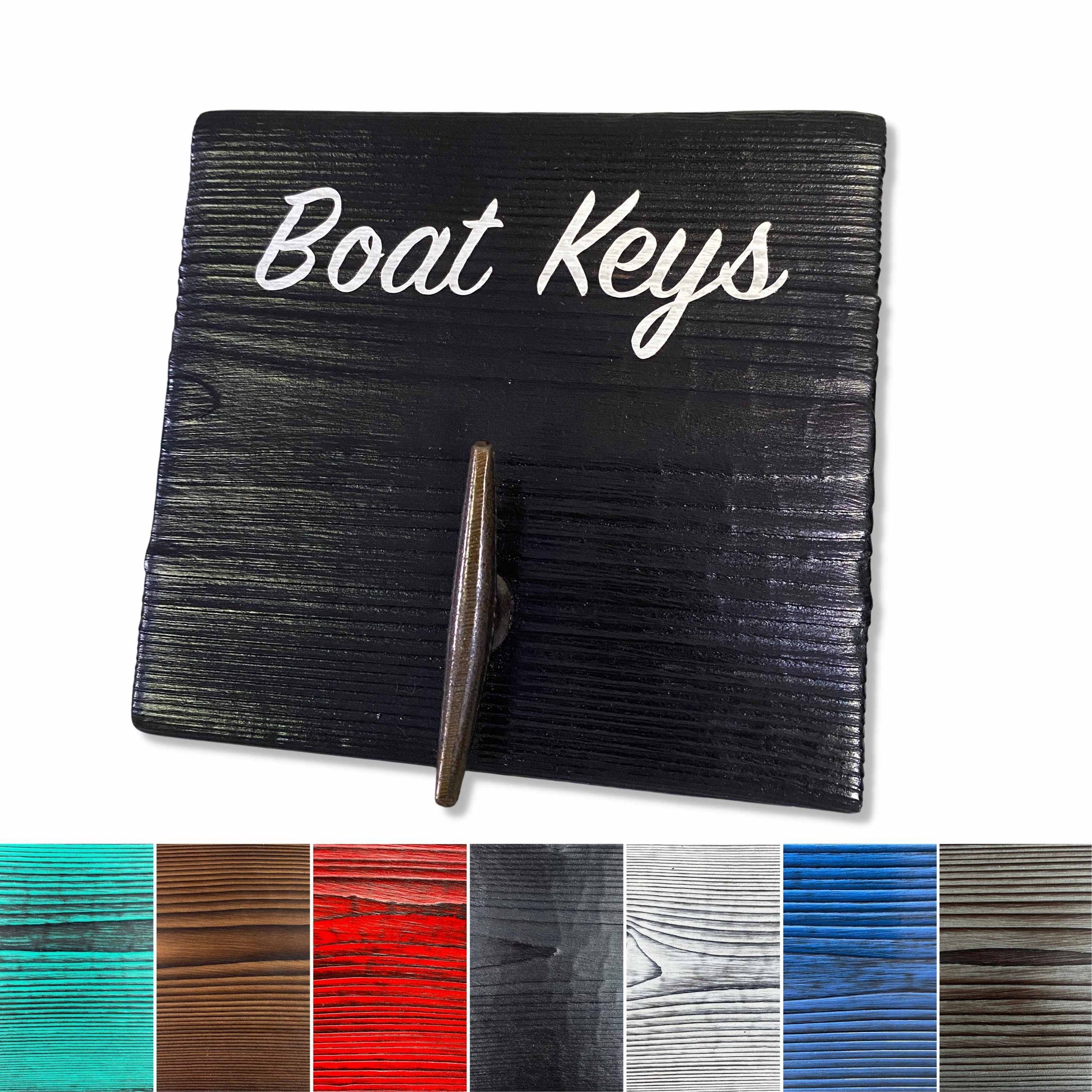 Boat Key Holder in Black with White Lettering - Key Rack for Boat Keys 