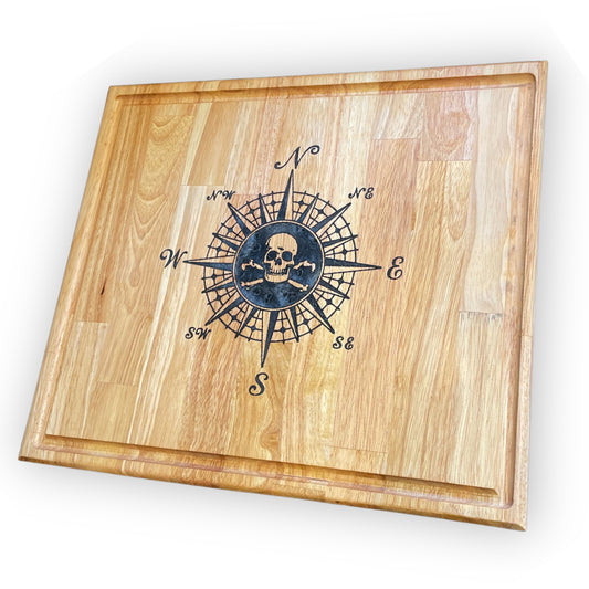 Butcher Block with pirate compass in Epoxy