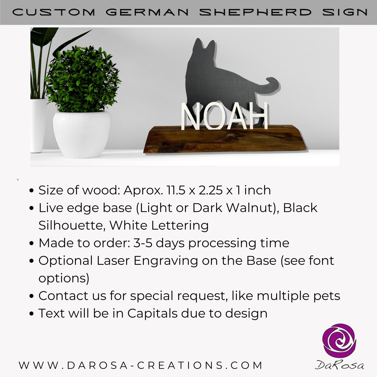 Personalized German Shepherd Name Standing Sign