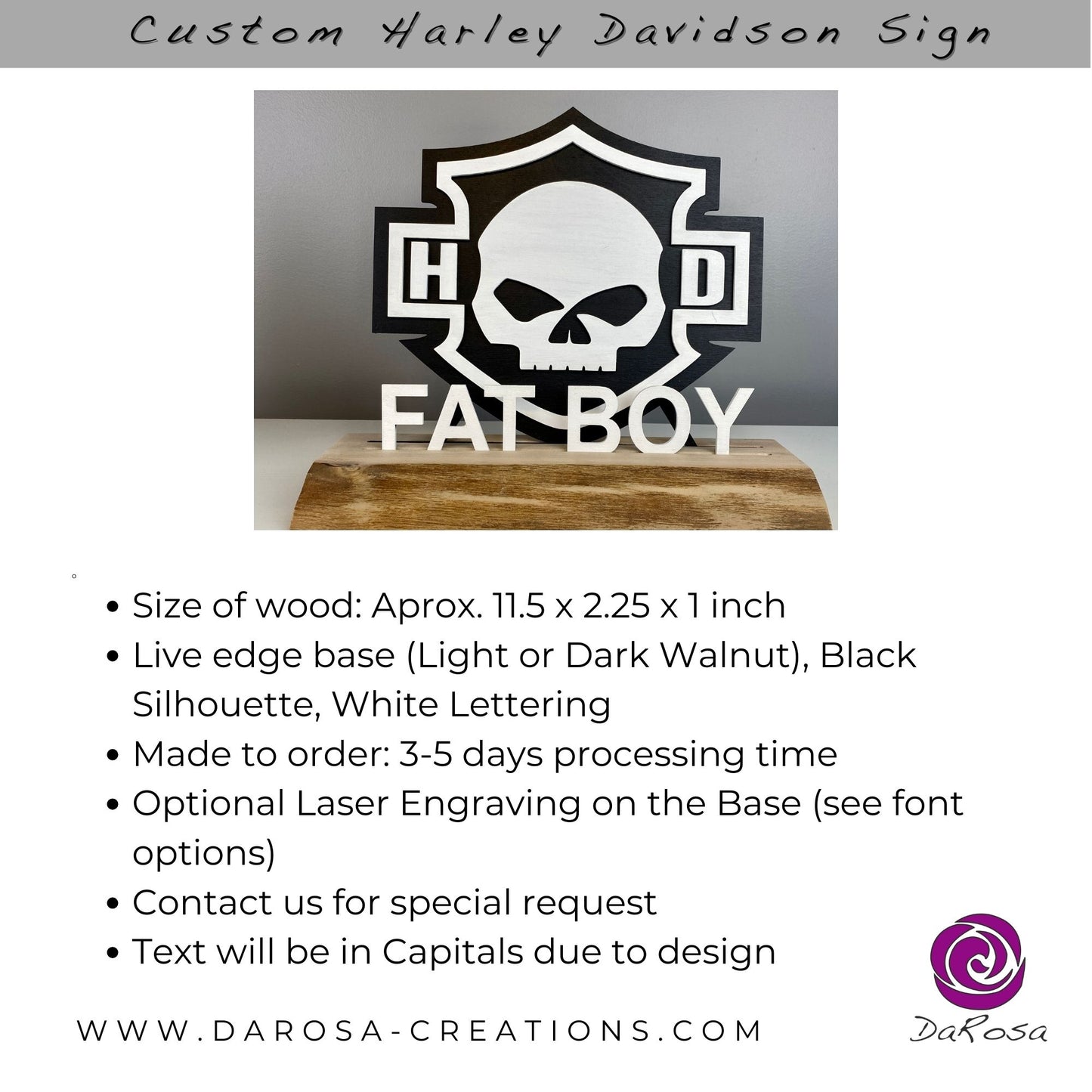 Harley Skull Standing Sign Custom Name
