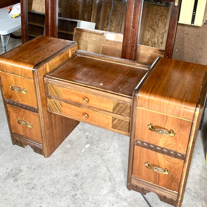 Set of 2 Art Deco Tall Slim Nightstands