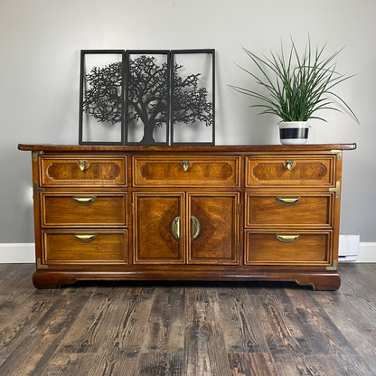 Dresser 7 Drawers Regency Chinoiserie Style Solid Wood Buffet Credenza by Vaughan of Virginia