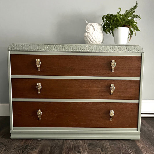 Sage Green Dresser Wood Drawers