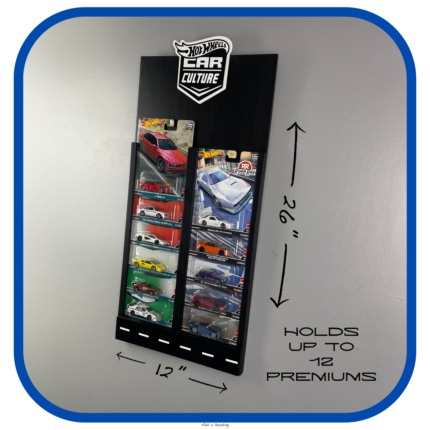 Toy Car Display Shelf 1/64 for HotWheels " Car Culture " Blister Packs