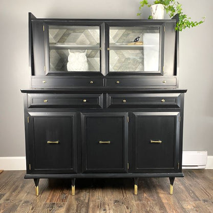 Small Hutch MCM in Black and Gold Hardware