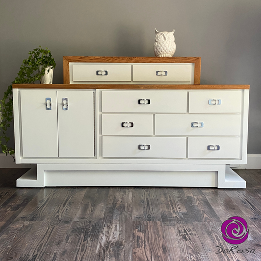 Large White Dresser with Wood Top