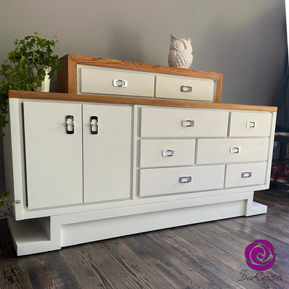 Large White Dresser with Wood Top