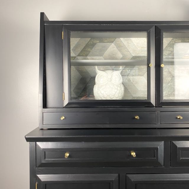 Small Hutch MCM in Black and Gold Hardware