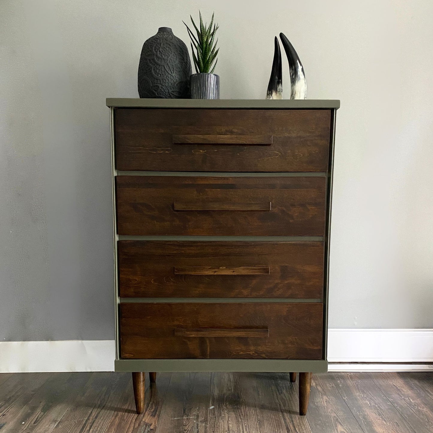MCM Small Green Dresser with Wooden Handles DaRosa Creations MCM Small Green Dresser with Wooden Handles DaRosa Creations