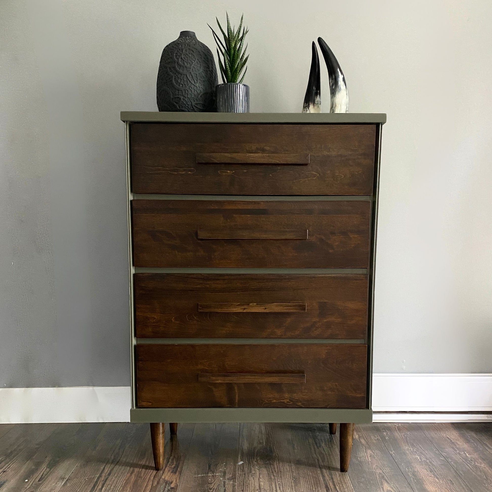 MCM Small Green Dresser with Wooden Handles DaRosa Creations MCM Small Green Dresser with Wooden Handles DaRosa Creations