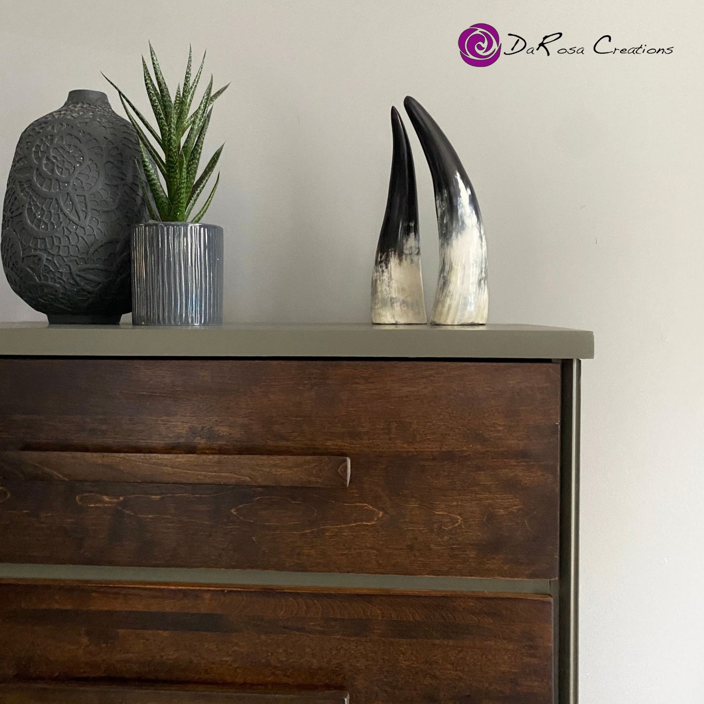 MCM Small Green Dresser with Wooden Handles DaRosa Creations MCM Small Green Dresser with Wooden Handles DaRosa Creations