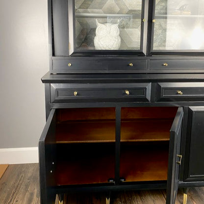 Small Hutch MCM in Black and Gold Hardware