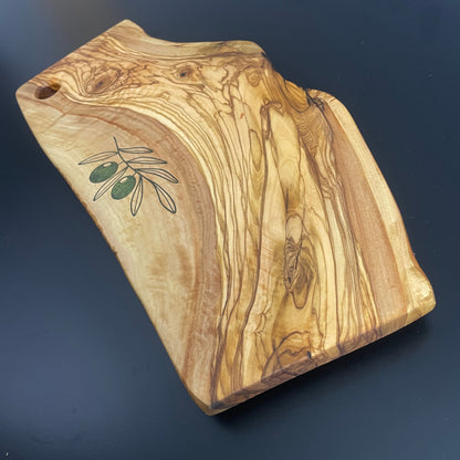 Olive Wood Charcuterie Board with Olive Engraving