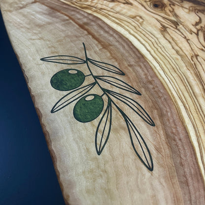 Olive Wood Charcuterie Board with Olive Engraving