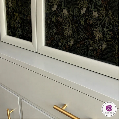 Sage Green Display Cabinet With Floral Paper