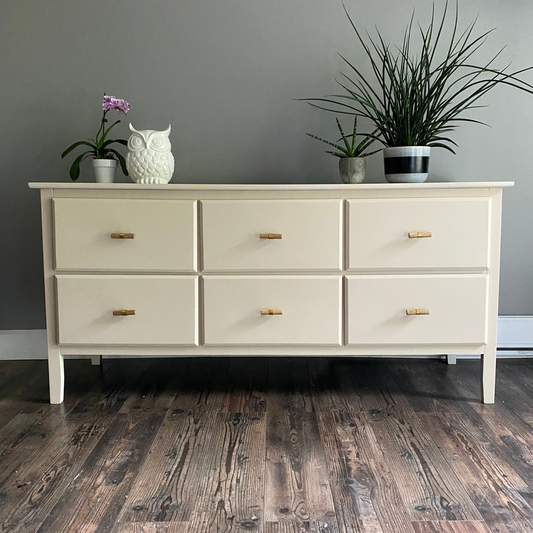6 Drawer Low Dresser / TV Stand in Beige
