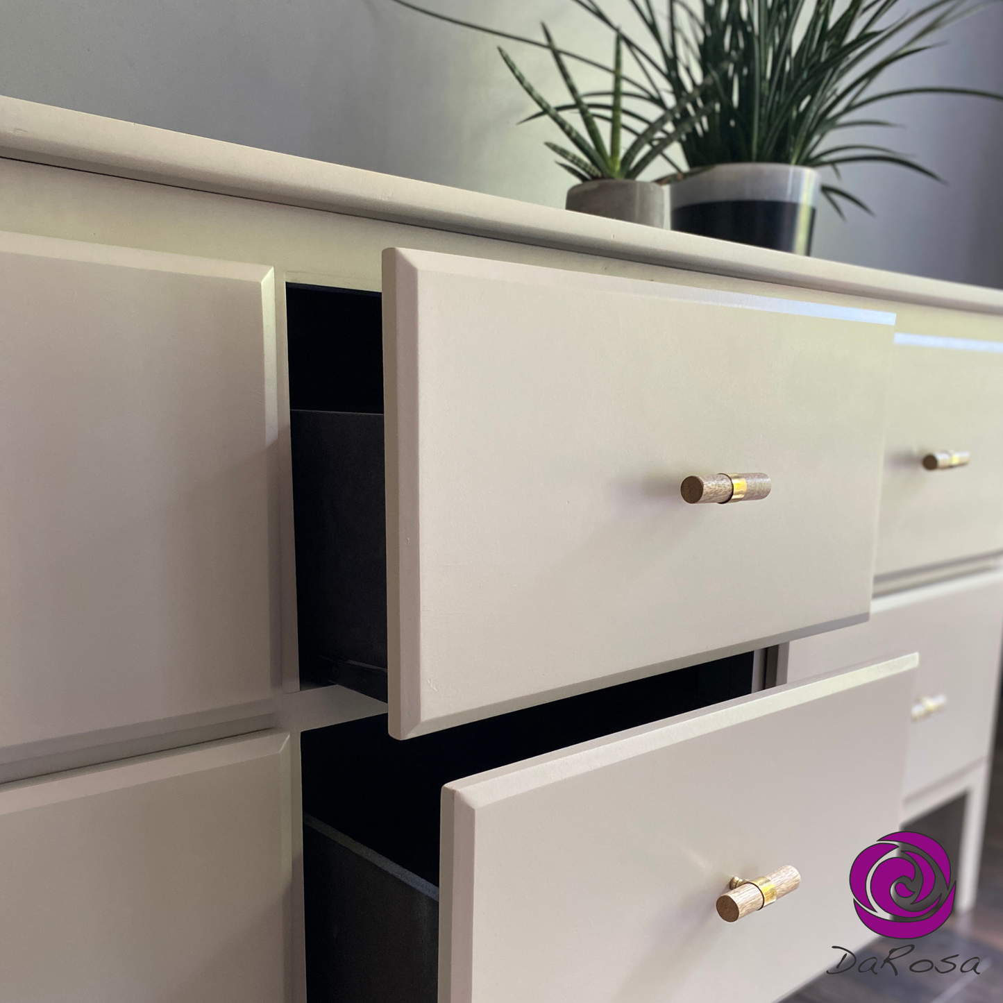 6 Drawer Low Dresser / TV Stand in Beige