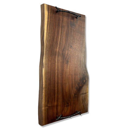 24 Inch Walnut Charcuterie Board With Black Branch handles