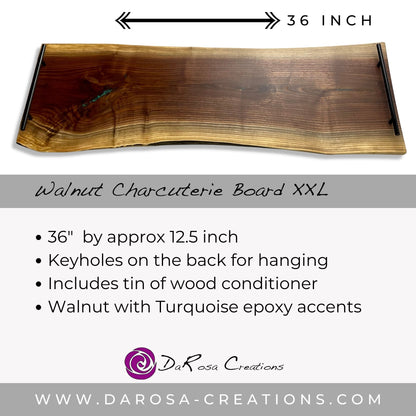 36 Inch Walnut Charcuterie Board With Epoxy