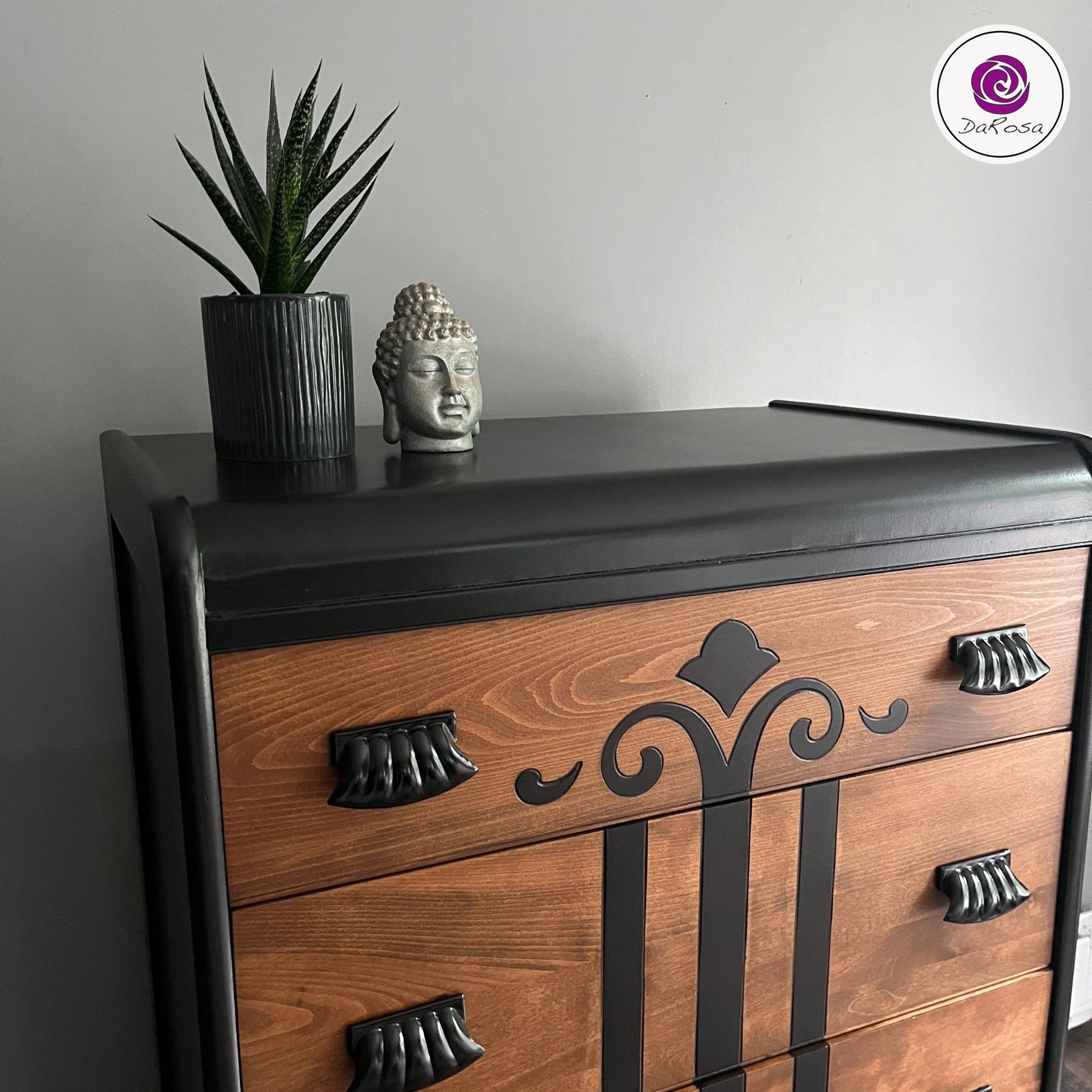 waterfall design dresser OKD Modern 6 Drawers Dresser with Gold Handles Curved Waterfall Design Wood Storage Cabinet one_size in Yellow