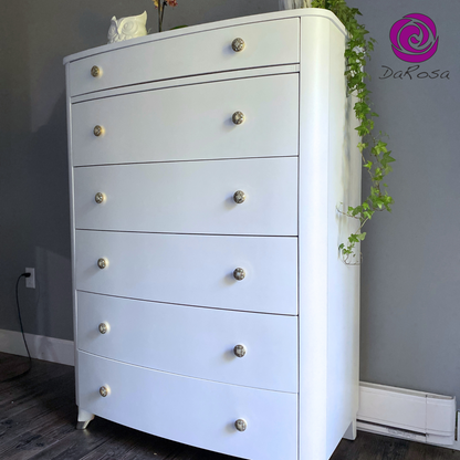 Moder Tall White Dresser with Bowed fronts