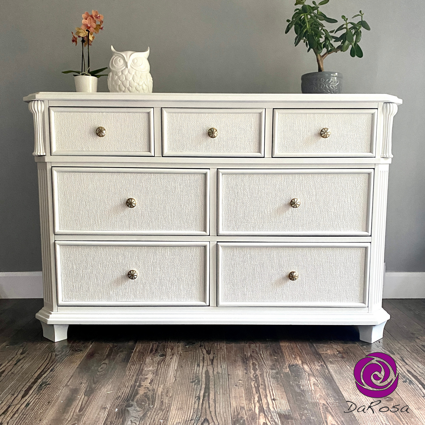 White Wooden Dresser 7 Drawers
