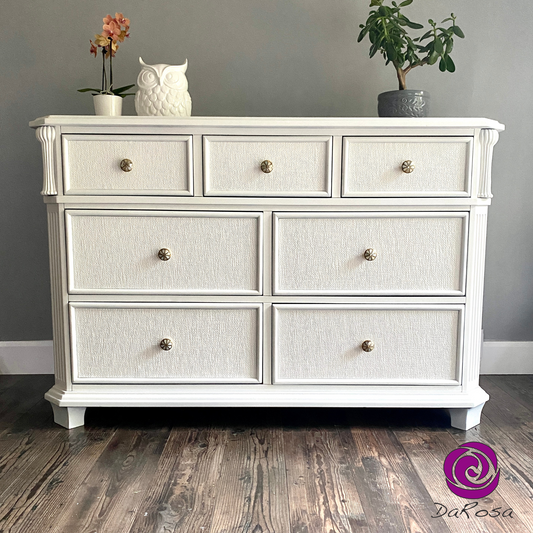 White Wooden Dresser 7 Drawers